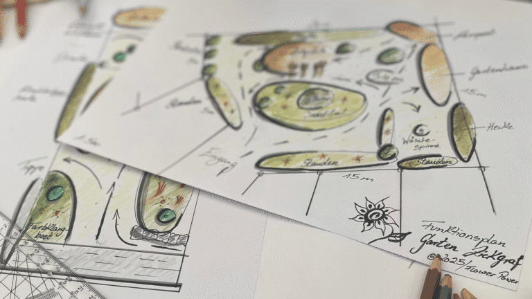 Masterplan mit Gartenräumen. Essentiell notwendig, um Kosten zu sparen.